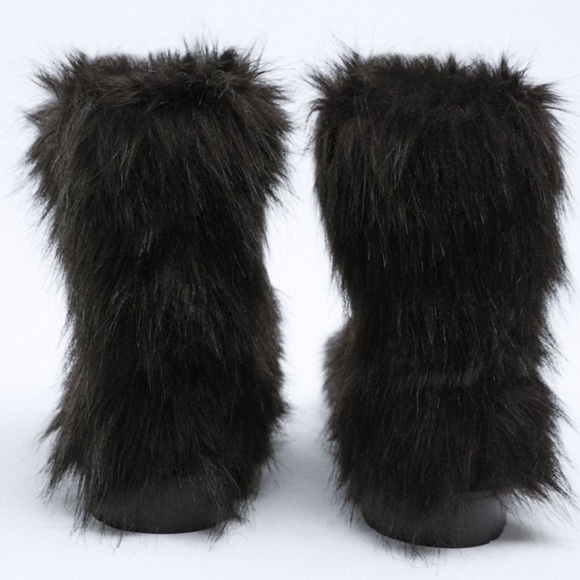ZARA BNWT Faux Fur Flat Ankle Boots - Picture 5 of 5